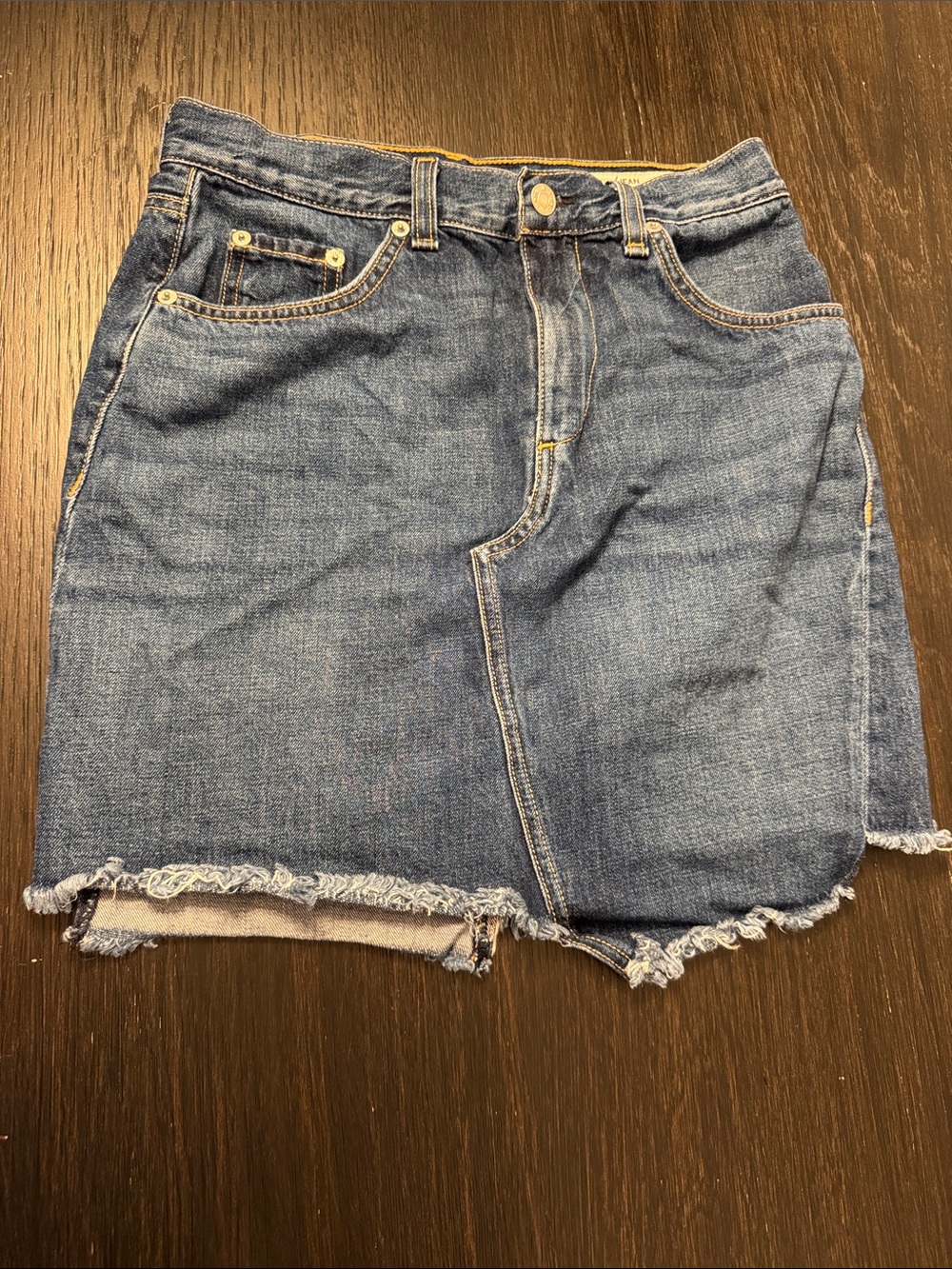 rag & bone Denim Midi Skirt in Blue Shadow Pocket